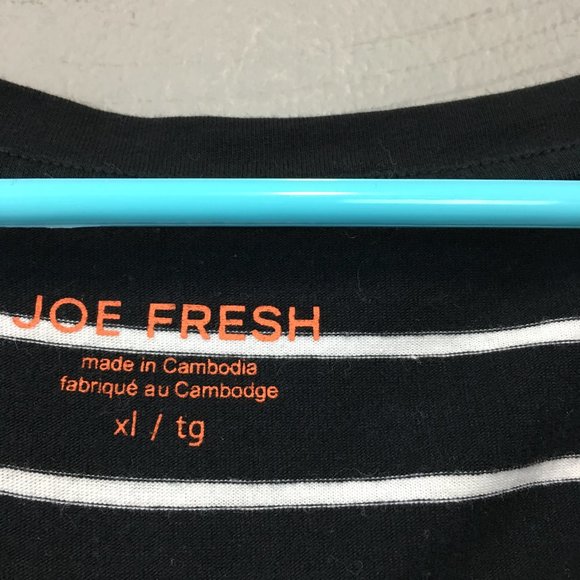 Joe Fresh Black White Striped Scoop Neck Top - Picture 4 of 8